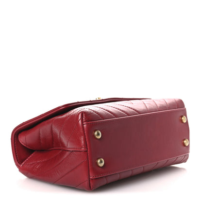 Chanel Aged Calfskin Chevron Quilted Mini Coco Handle Flap Red 4 of 11