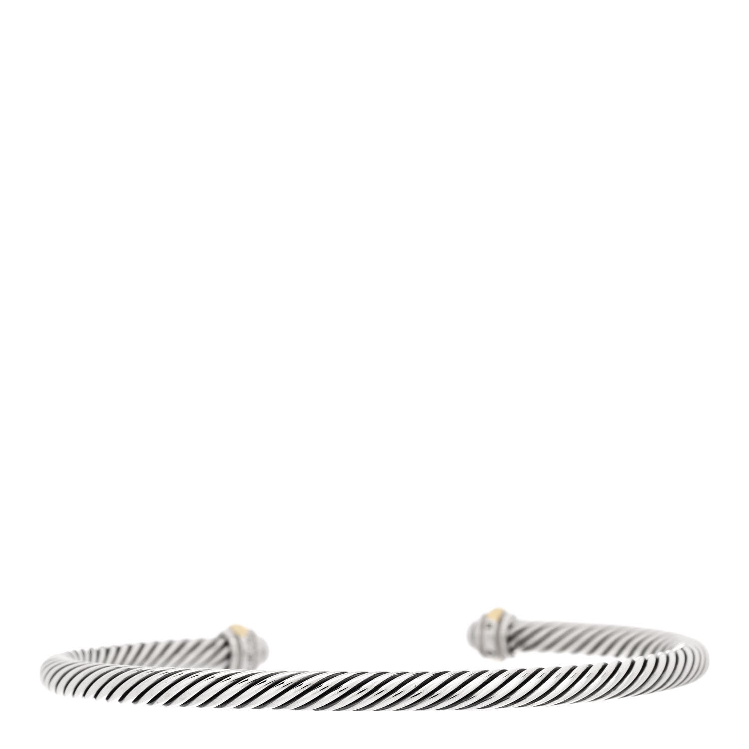 David Yurman Sterling Silver 18K Yellow Gold 4mm Cable Classics Bracelet 2 of 4