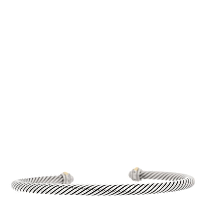 David Yurman Sterling Silver 18K Yellow Gold 4mm Cable Classics Bracelet 2 of 4