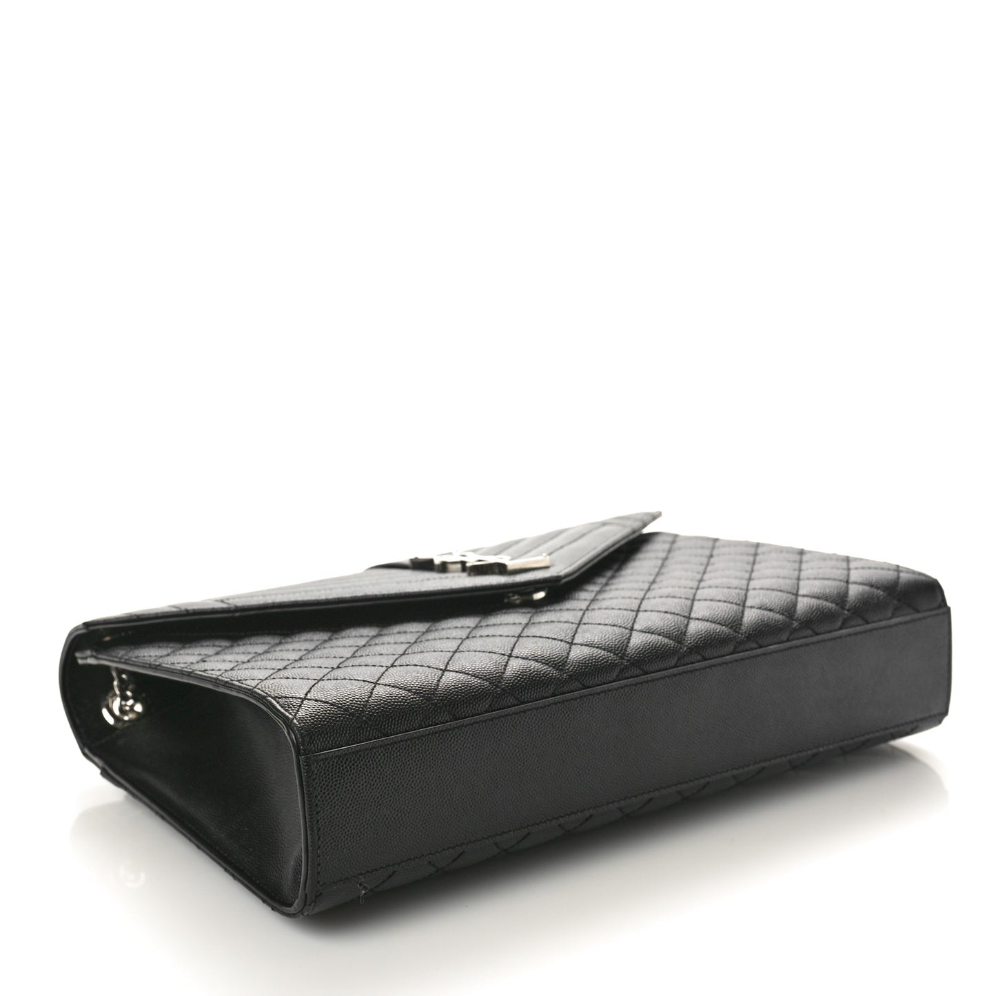 Grain De Poudre Textured Mixed Matelasse Large Triquilt Monogram Satchel Black