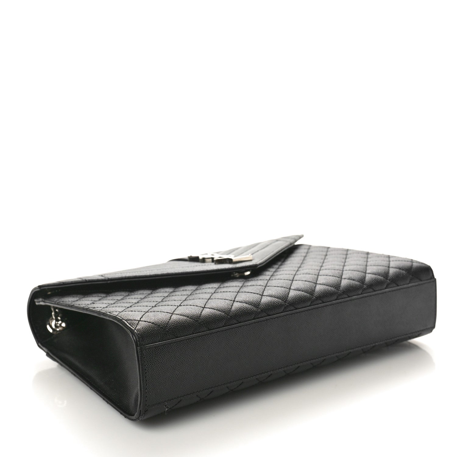 Saint Laurent Grain De Poudre Textured Mixed Matelasse Large Triquilt Monogram Satchel Black 4 of 11