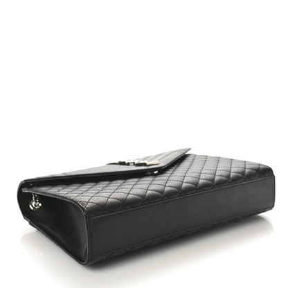 Saint Laurent Grain De Poudre Textured Mixed Matelasse Large Triquilt Monogram Satchel Black 4 of 11