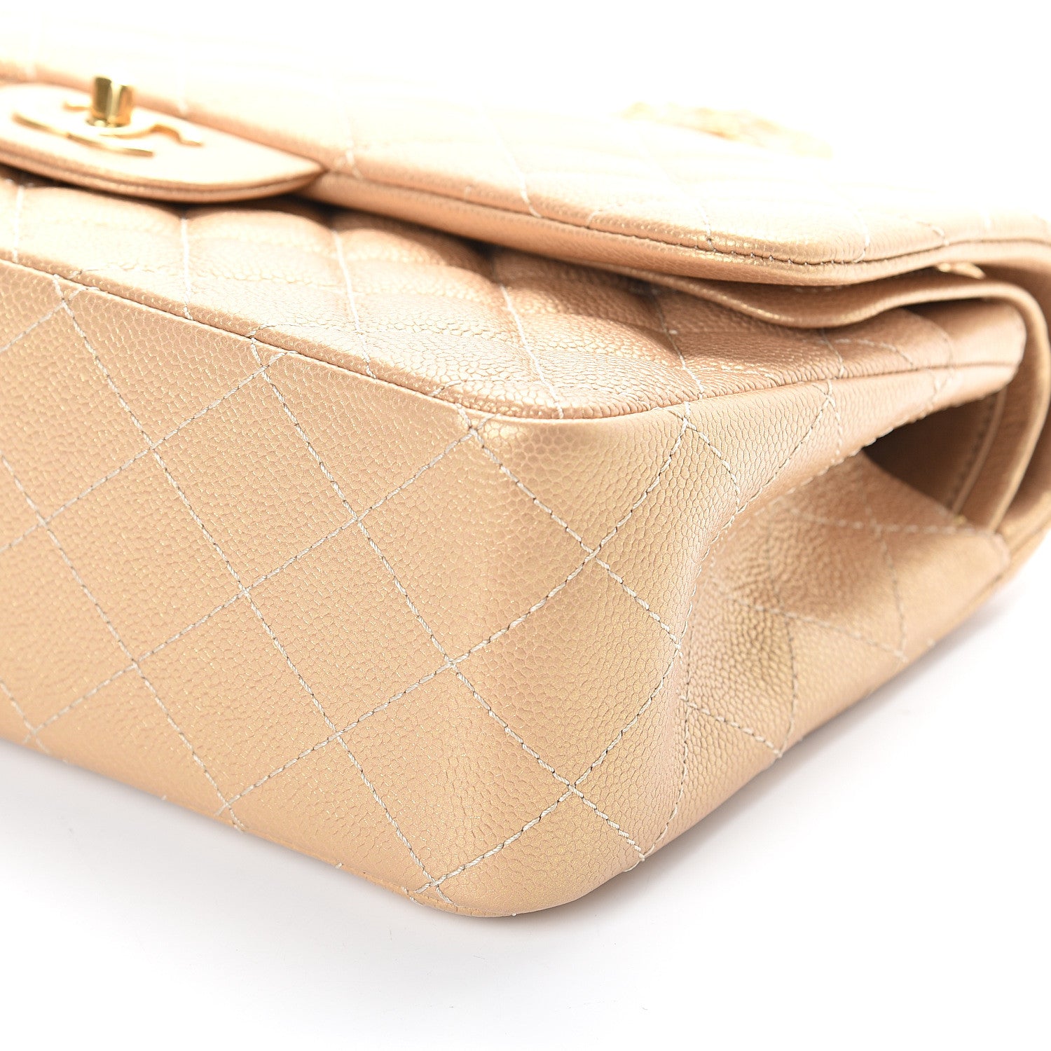 Chanel Pearly Caviar Quilted Jumbo Double Flap Gold 8 of 8