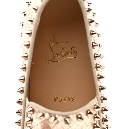 Christian Louboutin Metallic Snakeskin Embossed Pik Boat Flat 37.5 Colombe 7 of 9