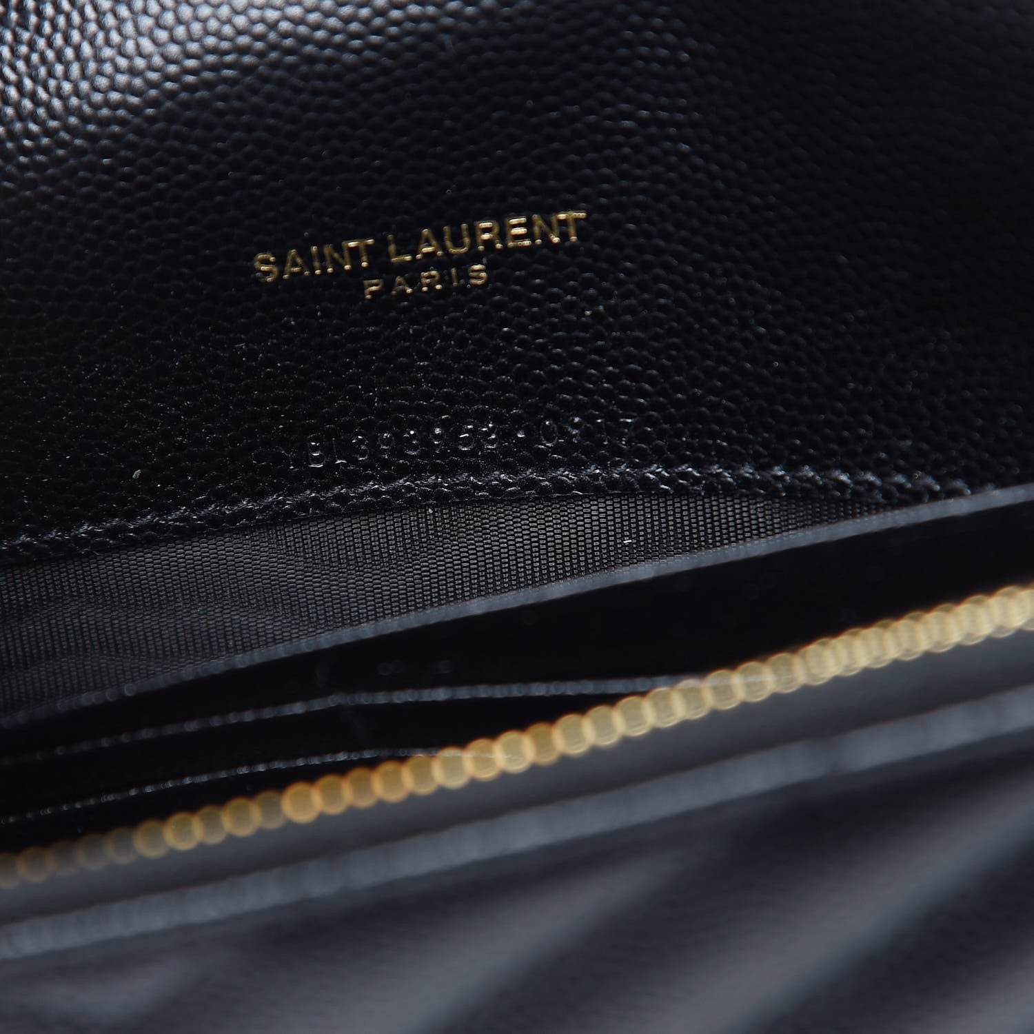 Saint Laurent Grain De Poudre Matelasse Chevron Monogram Envelope Chain Wallet Black 7 of 10
