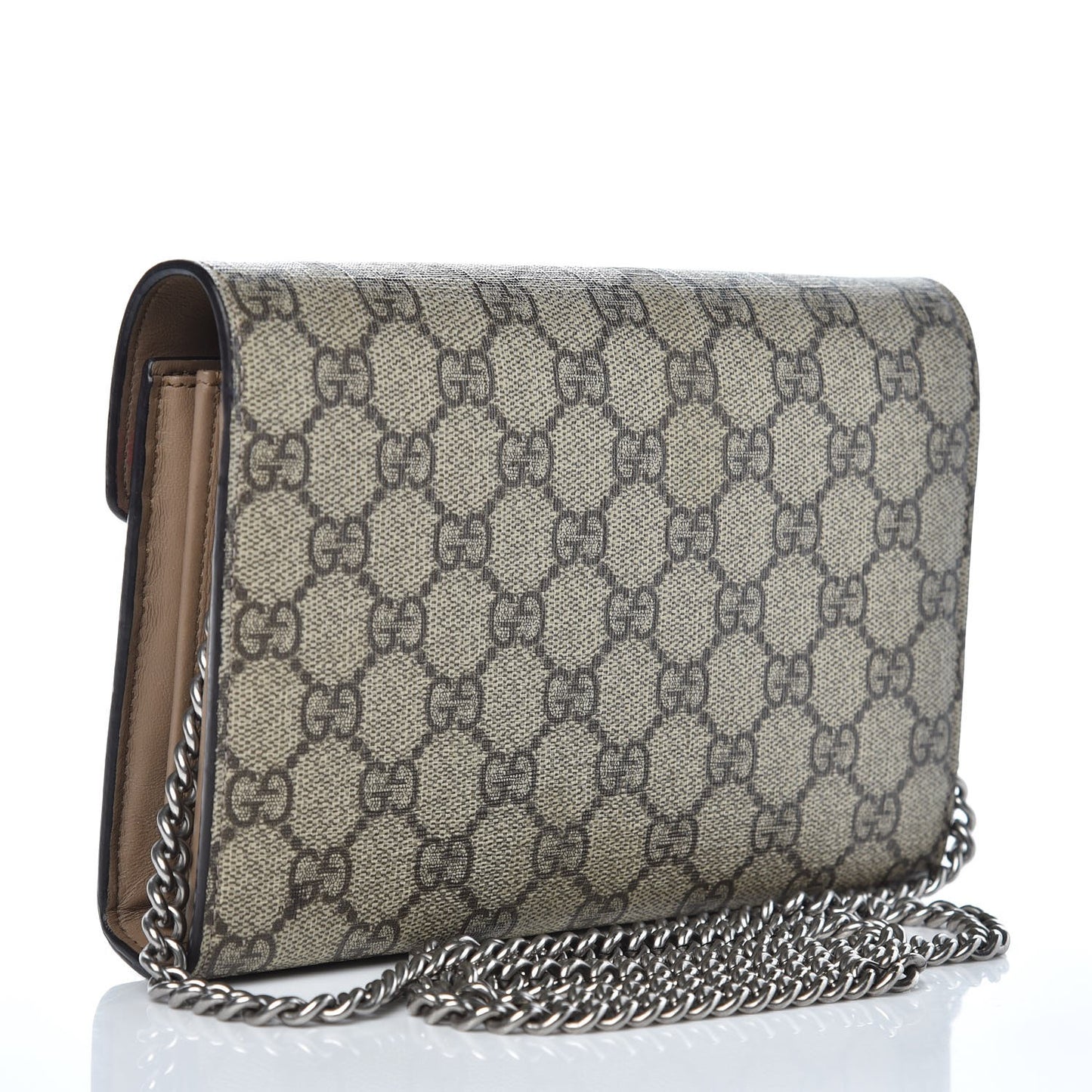 GG Supreme Monogram Mini Dionysus Chain Wallet Beige Taupe