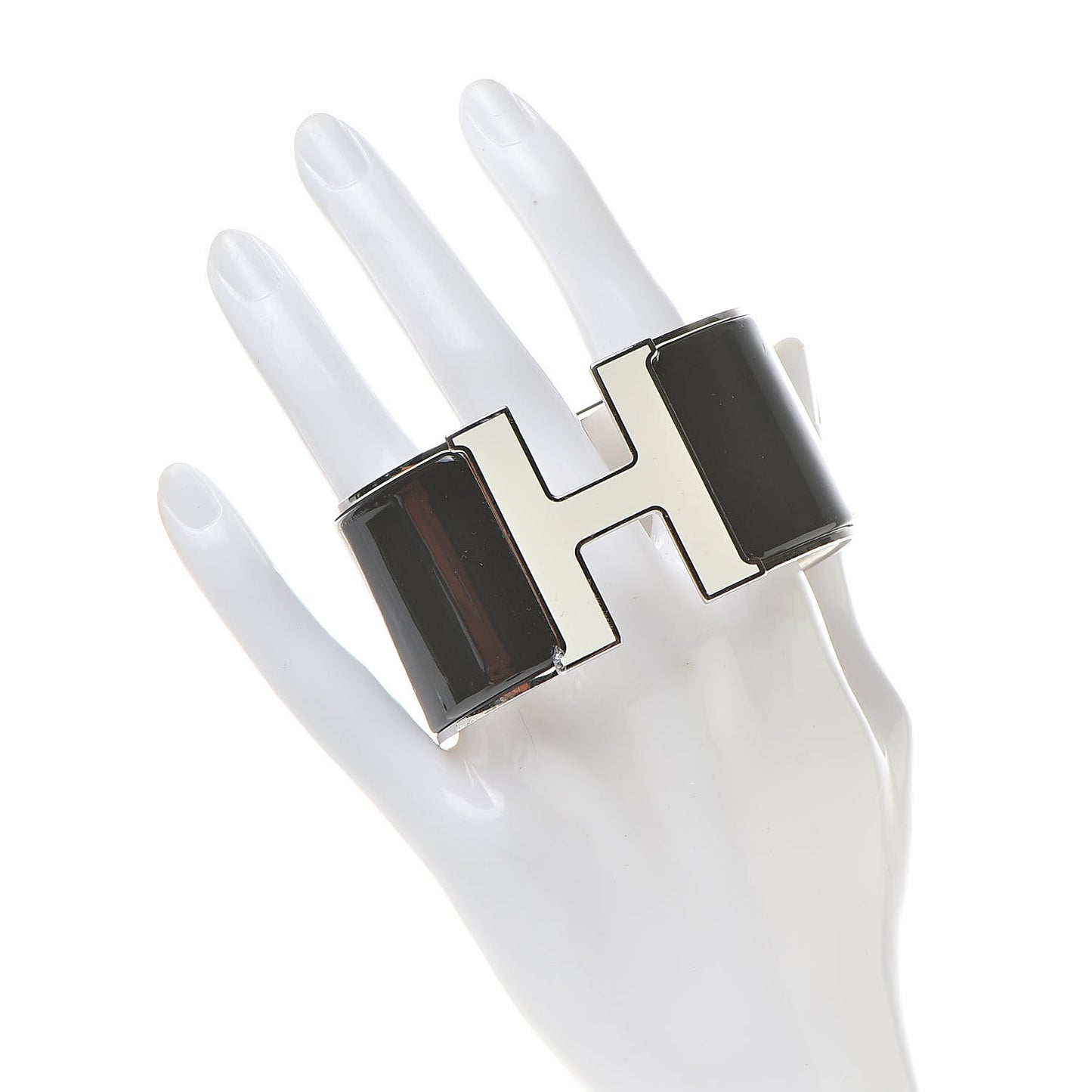 Enamel Extra Wide Clic Clac H Bracelet GM Black