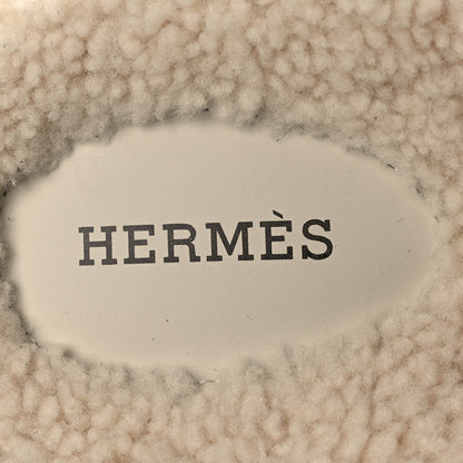 Hermes Suede Goatskin Woolskin Womens Chypre Sandals 38.5 Marron Ebene 9 of 10