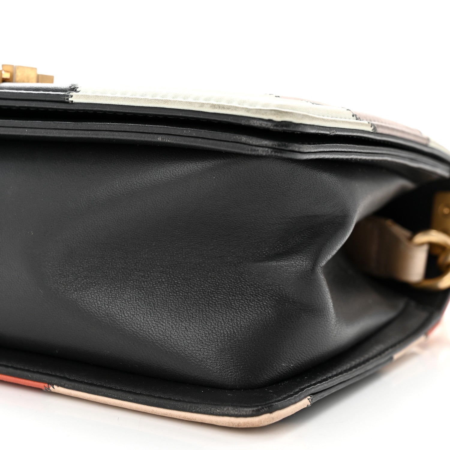 Chanel Lambskin Suede Patchwork Medium Act I Camellia Boy Flap Charcoal Brown Pink 10 of 12