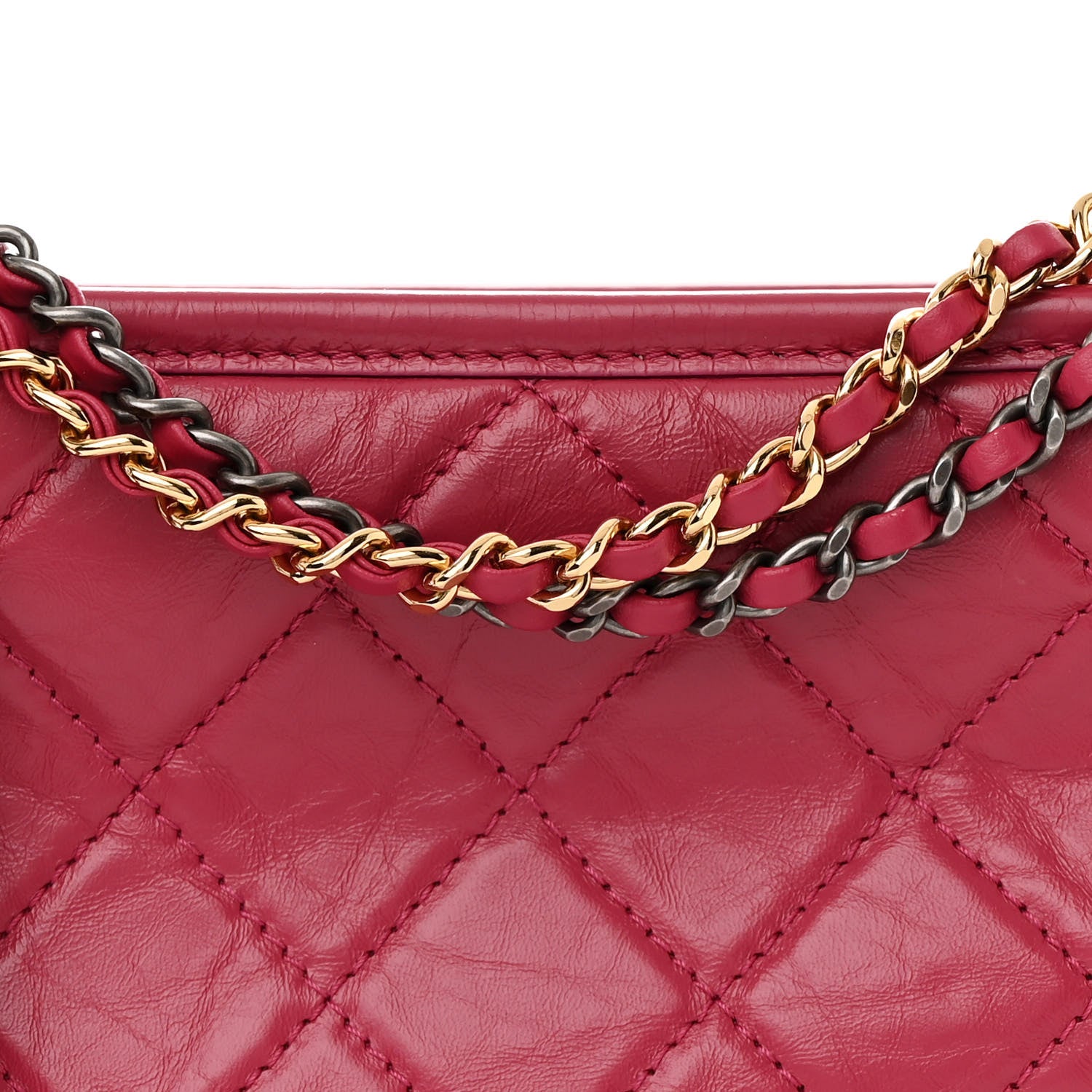 Chanel Aged Calfskin Quilted Small Gabrielle Hobo  Dark Pink 8 of 13