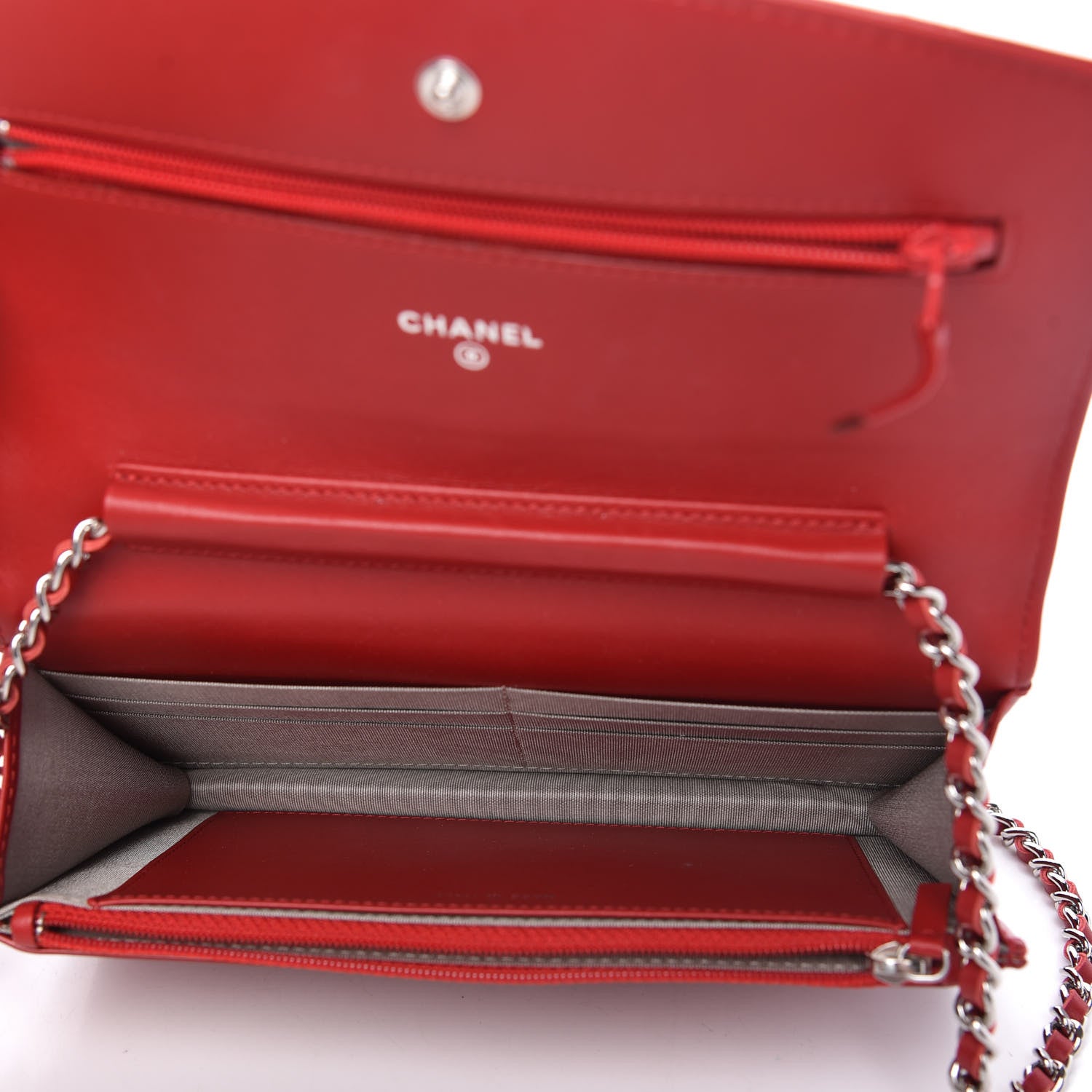 Chanel Patent Quilted Brilliant Wallet On Chain WOC Red 5 of 12