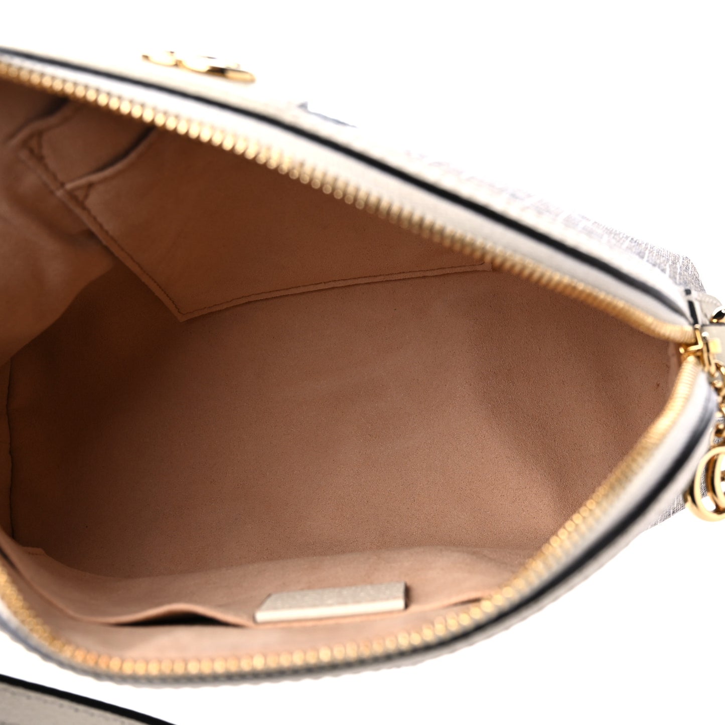 GG Supreme Monogram Textured Dollar Calfskin Web Small Ophidia Dome Shoulder Bag Beige Ebony Mystic White