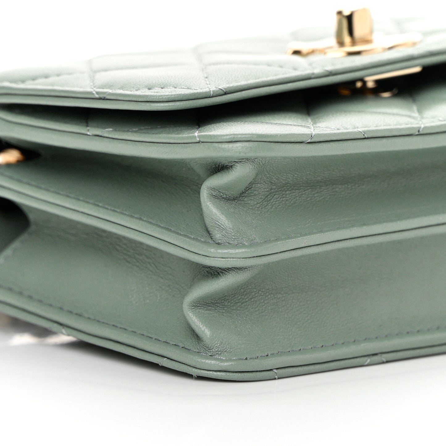 Lambskin Quilted Mini Trendy CC Wallet On Chain WOC Grey