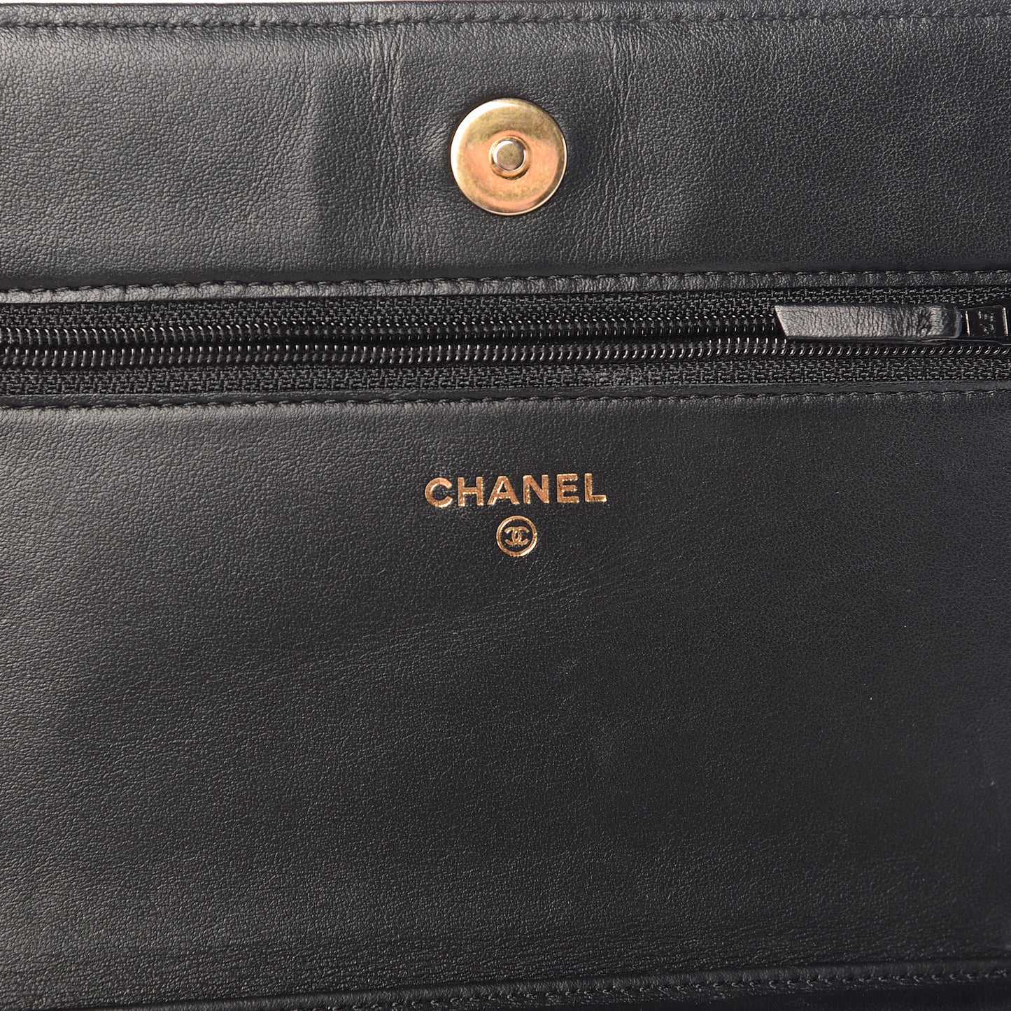 Calfskin Quilted Chain Around Boy Wallet On Chain WOC Black