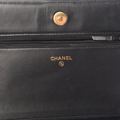 Chanel Calfskin Quilted Chain Around Boy Wallet On Chain WOC Black 6 of 15