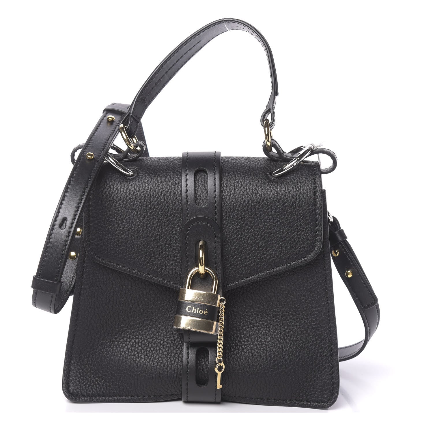 Chloe Shiny Grained Calfskin Small Aby Day Shoulder Bag Black 1 of 9