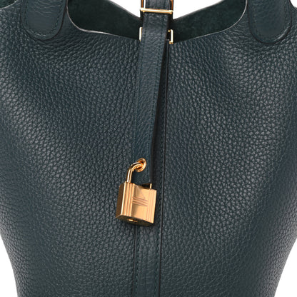 Hermes Taurillon Clemence Picotin Lock 18 PM Vert Cypress 11 of 13