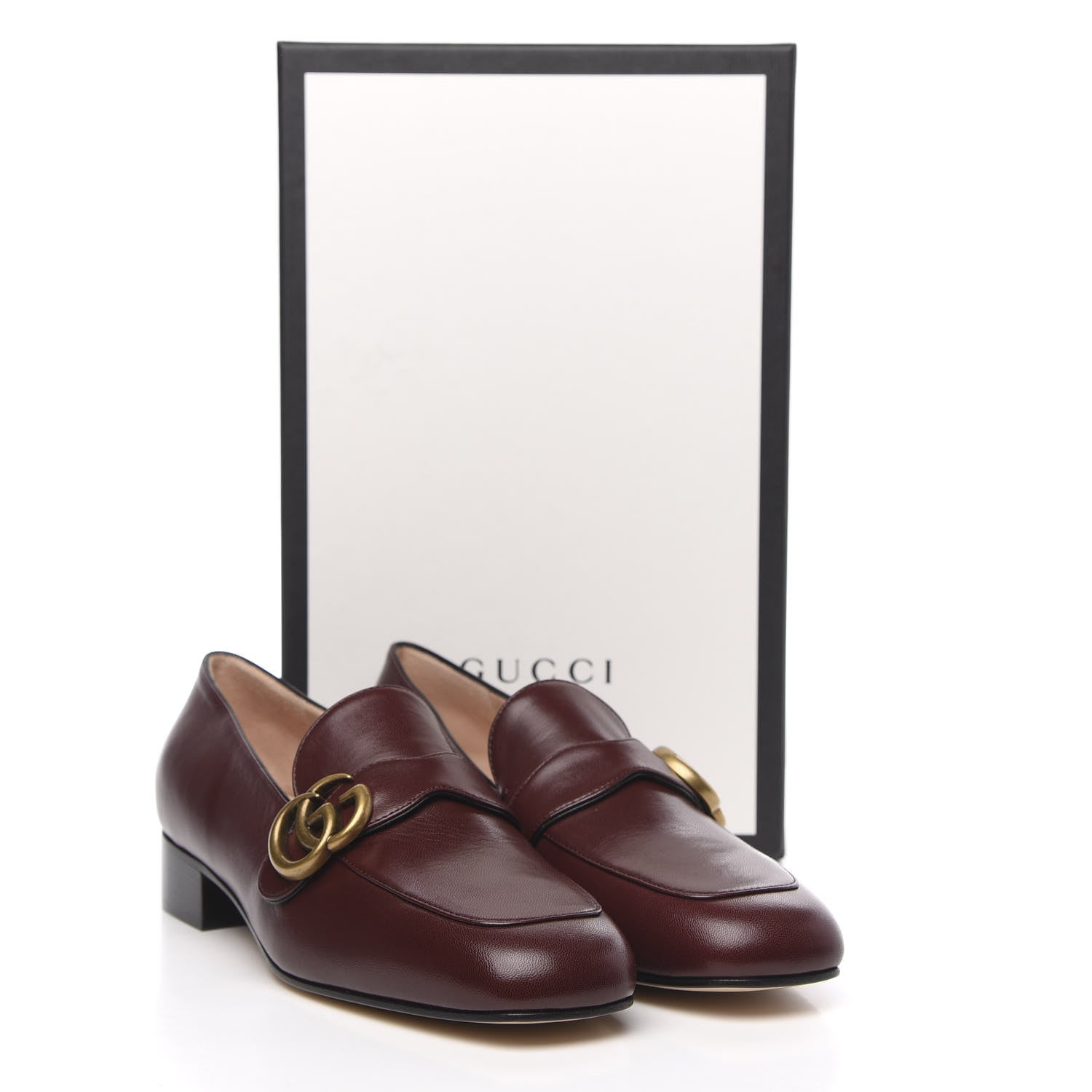 Gucci Malaga Kid Womens GG Marmont Loafers 39 Vintage Bordeaux 9 of 9