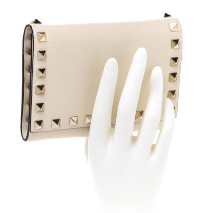Valentino Garavani Calfskin Tri-Fold Rockstud Wallet Light Ivory 2 of 10