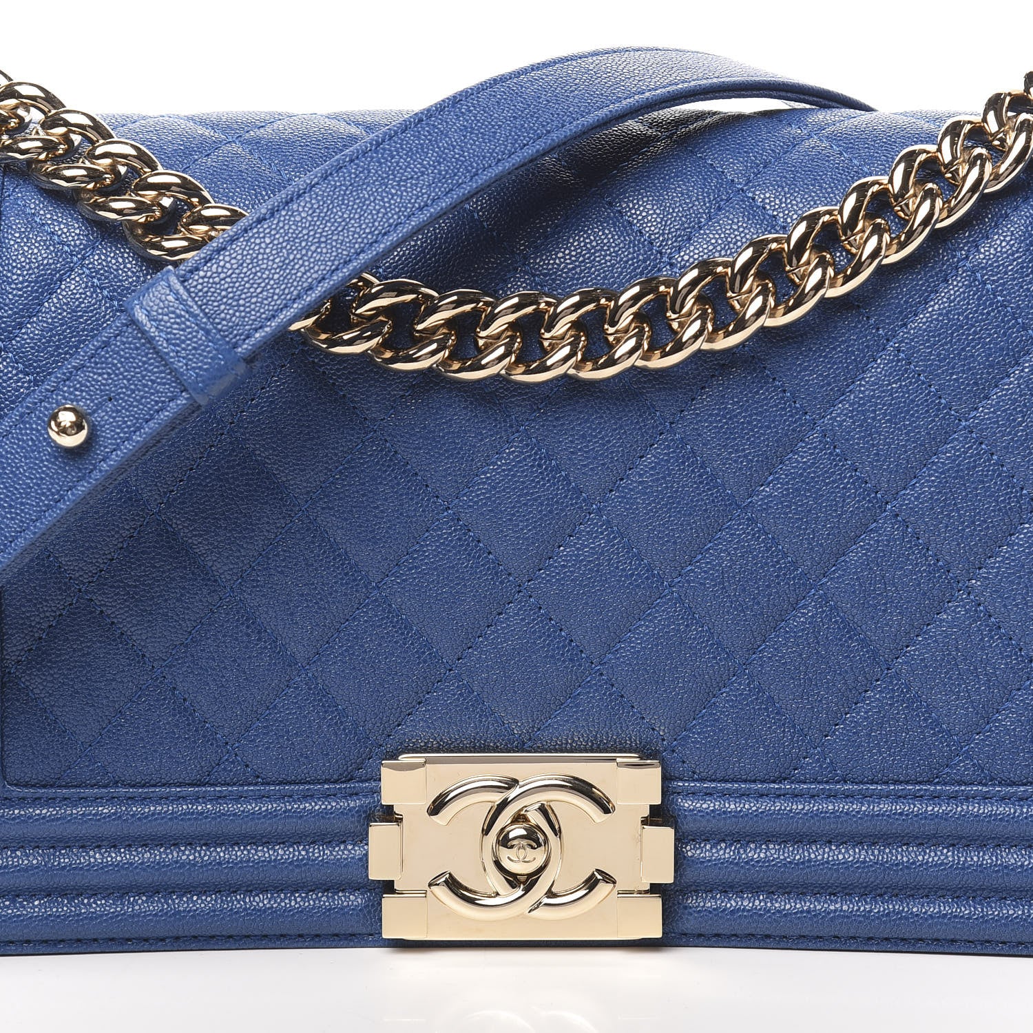 Chanel Caviar Quilted Medium Boy Flap Blue 8 of 11