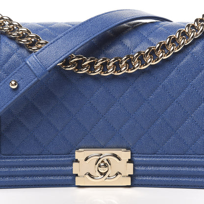 Chanel Caviar Quilted Medium Boy Flap Blue 8 of 11