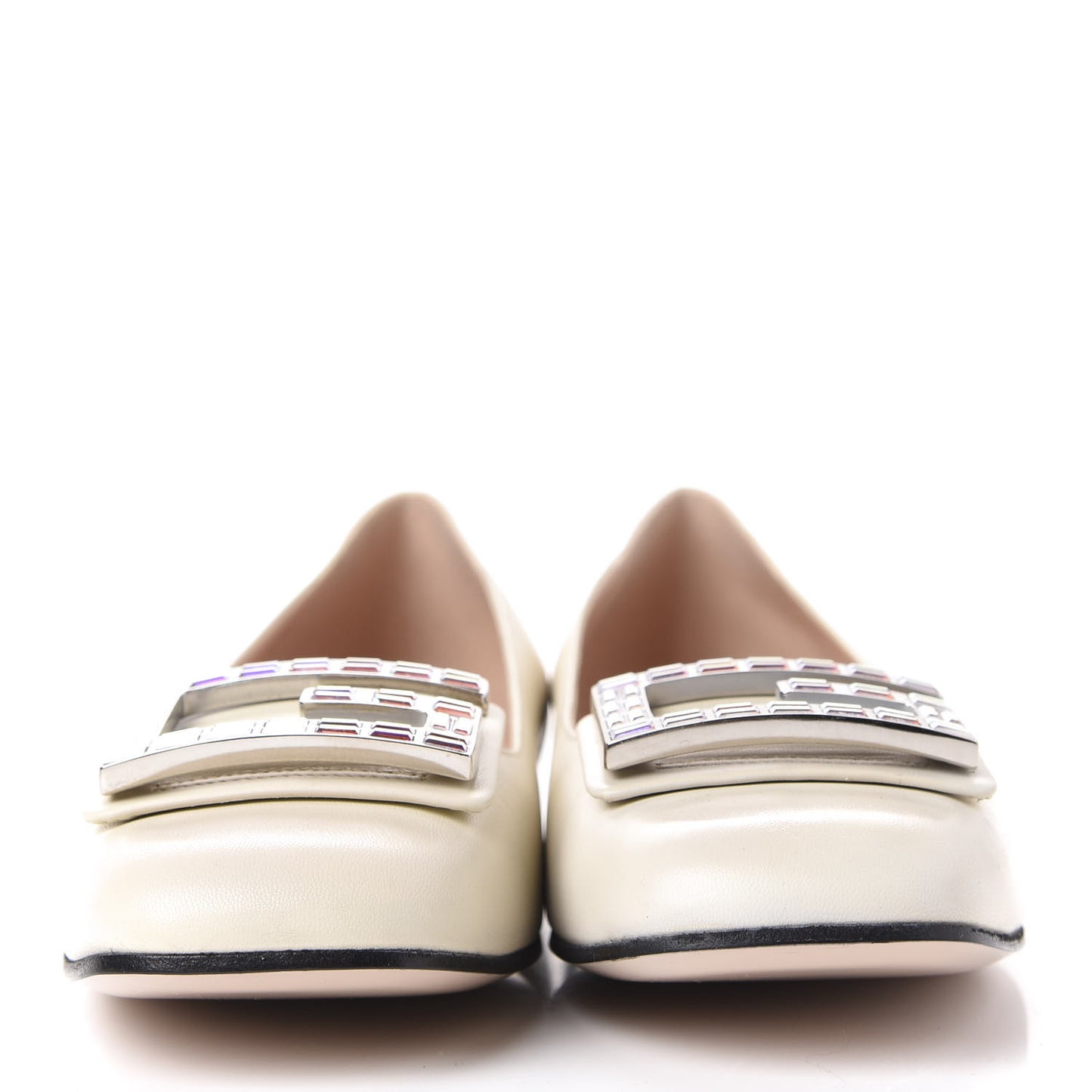 Malaga Kid Crystal Square G Madelyn Ballet Flats 41 Vintage White