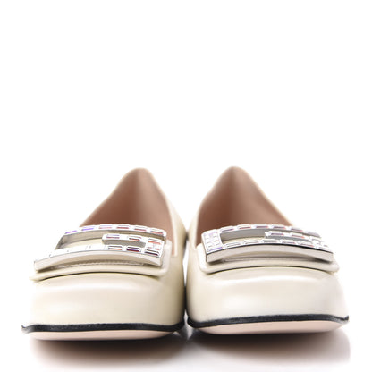 Gucci Malaga Kid Crystal Square G Madelyn Ballet Flats 41 Vintage White 2 of 11
