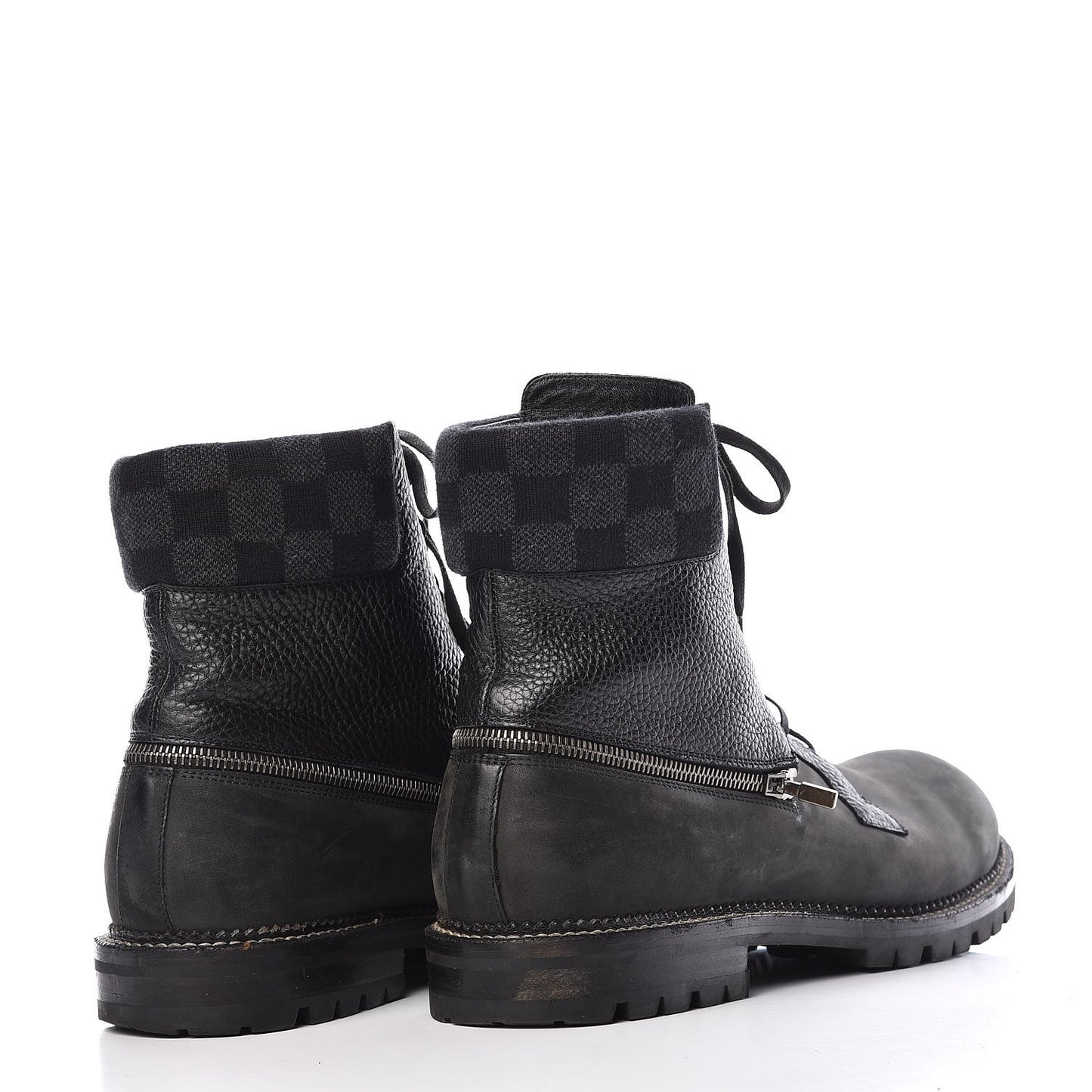 Damier Ebene Nubuck Mens Tibet Combat Ankle Boots 11 Black