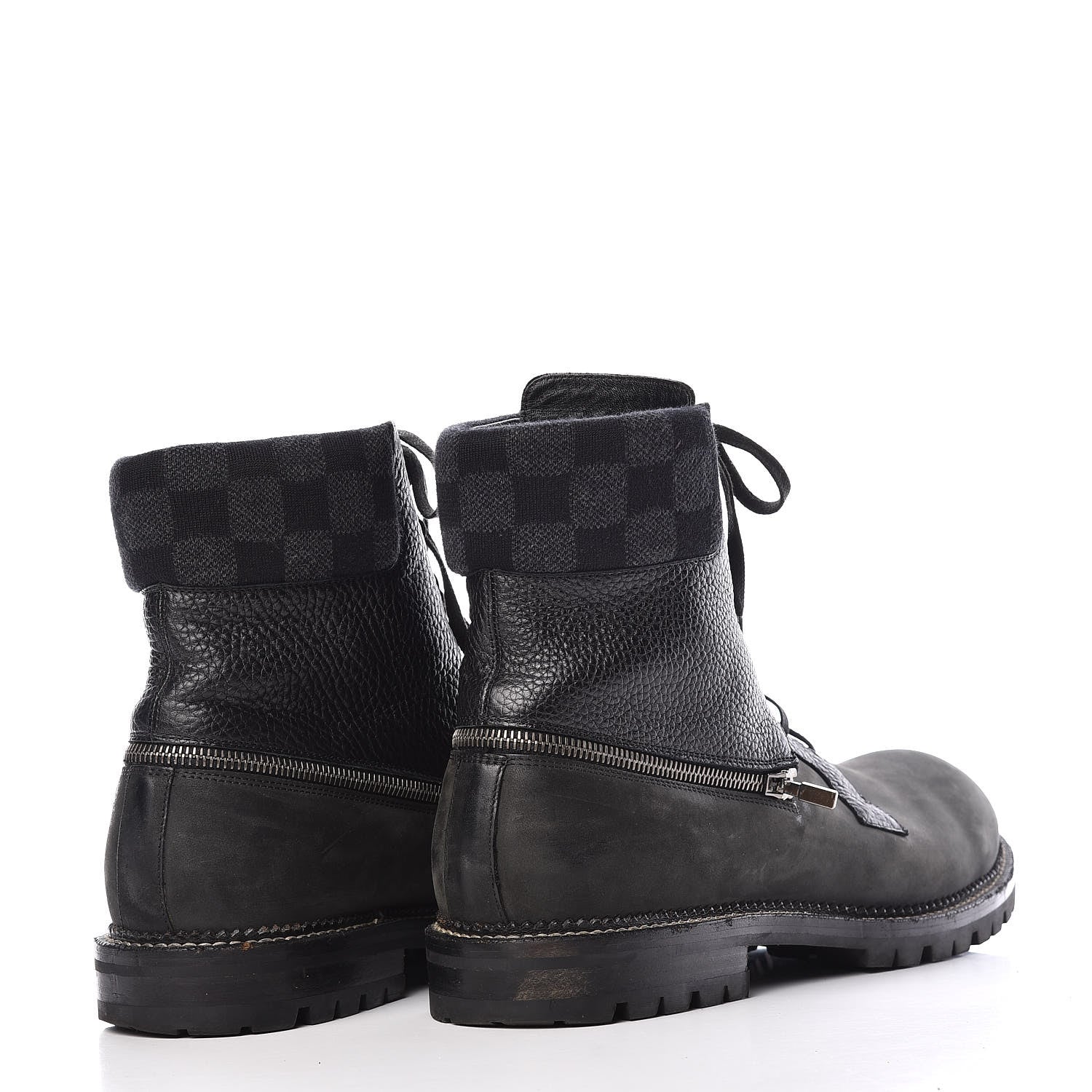 Louis Vuitton Damier Ebene Nubuck Mens Tibet Combat Ankle Boots 11 Black 4 of 10