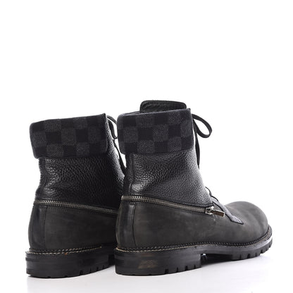 Louis Vuitton Damier Ebene Nubuck Mens Tibet Combat Ankle Boots 11 Black 4 of 10