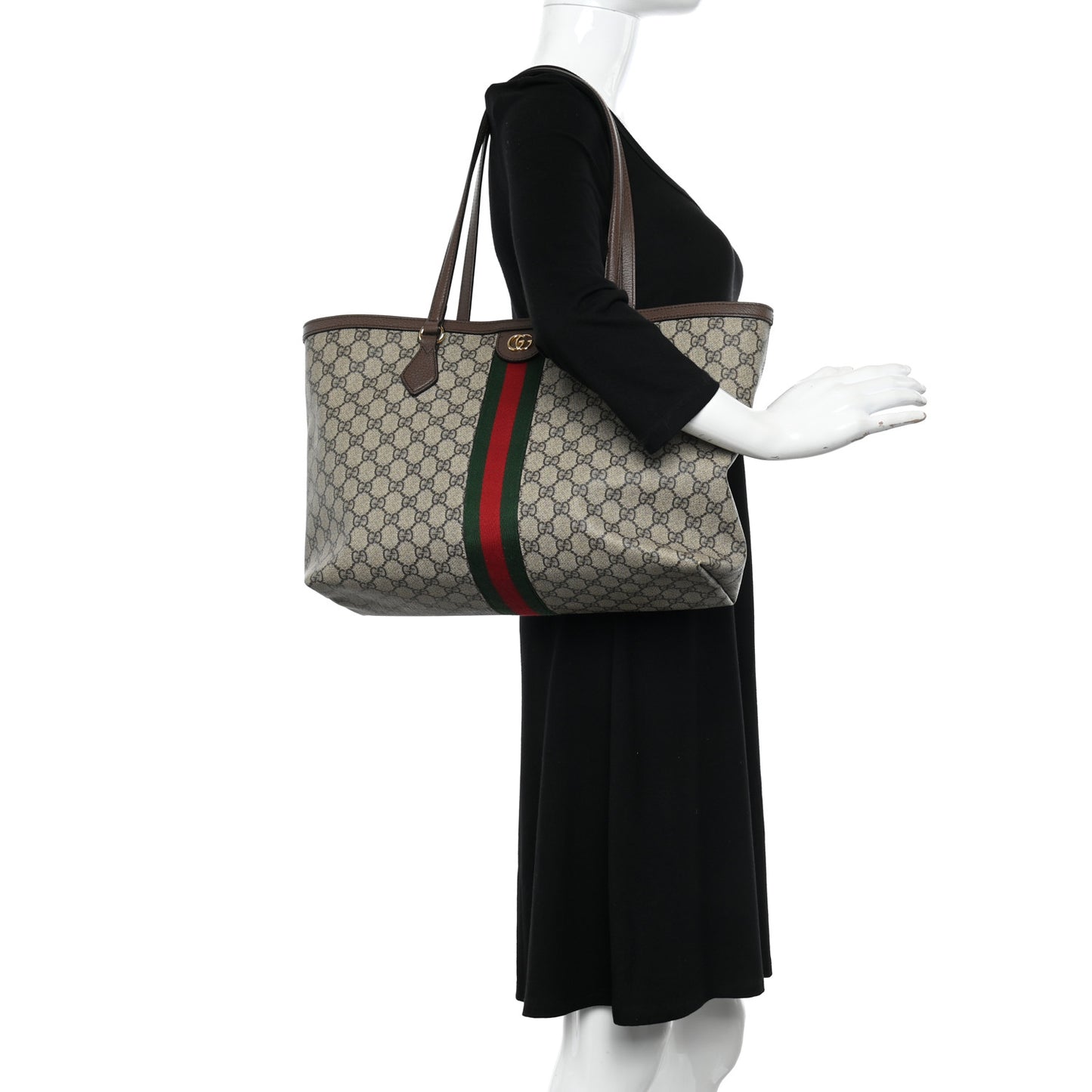 GG Supreme Monogram Medium Ophidia Shopping Tote Brown