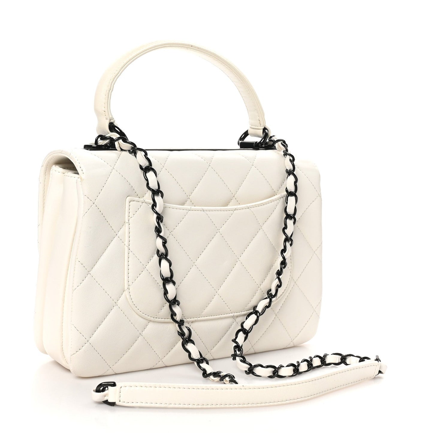 Lambskin Quilted Small Trendy CC Dual Handle Flap Bag White