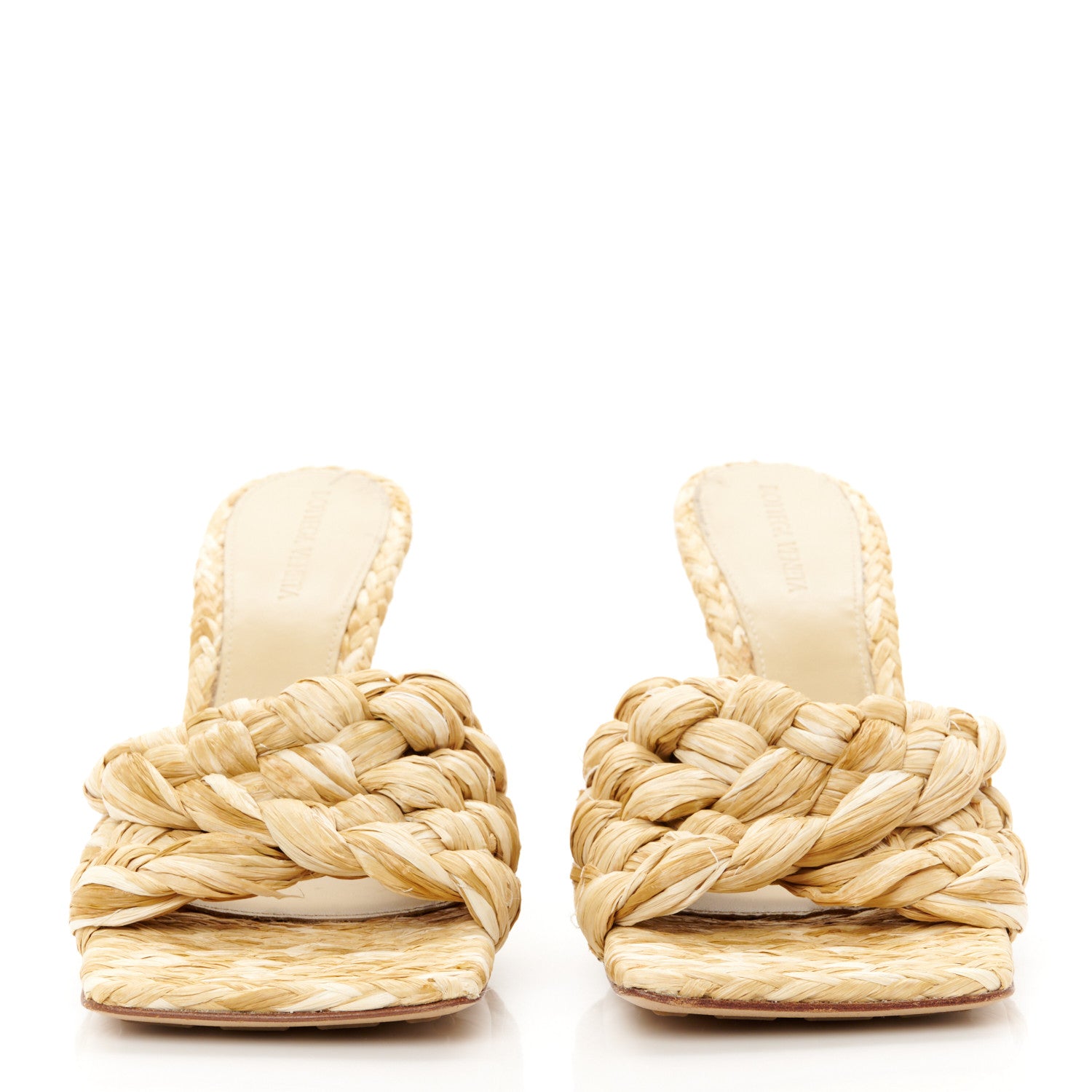 Bottega Veneta Raffia Twisted Intrecciato Stretch Mule Sandals 39 Macadamia 3 of 11