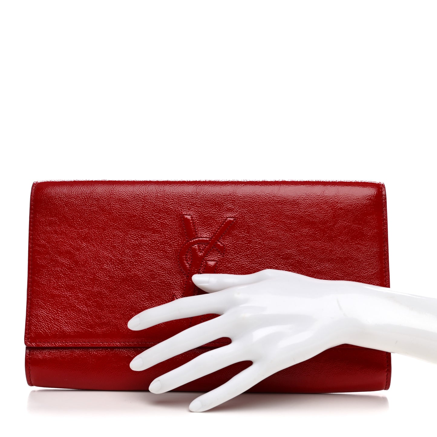 Textured Patent Monogram Large Belle De Jour Clutch Red