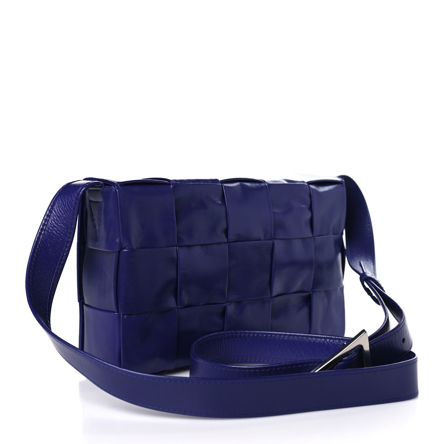 Paper Calfskin Maxi Intreccio Cassette Crossbody Bag Blue