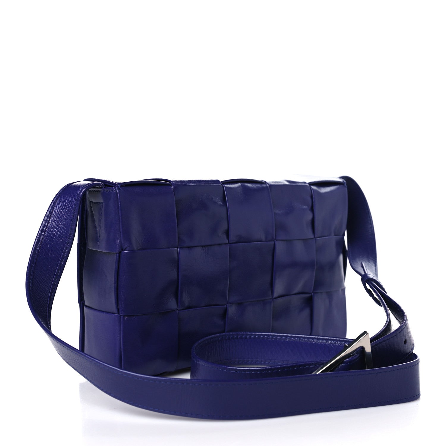 Bottega Veneta Paper Calfskin Maxi Intreccio Cassette Crossbody Bag Blue 3 of 9