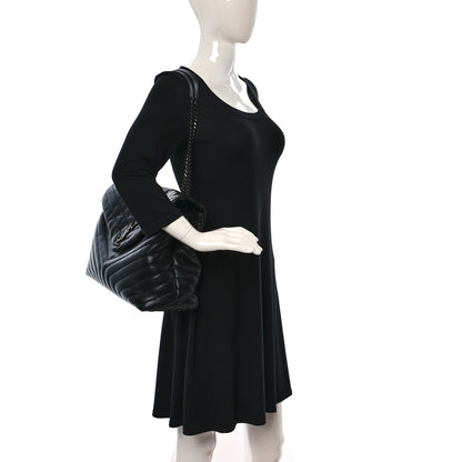 Saint Laurent Calfskin Y Quilted Monogram Monochrome Large Loulou Chain Satchel Black 2 of 9