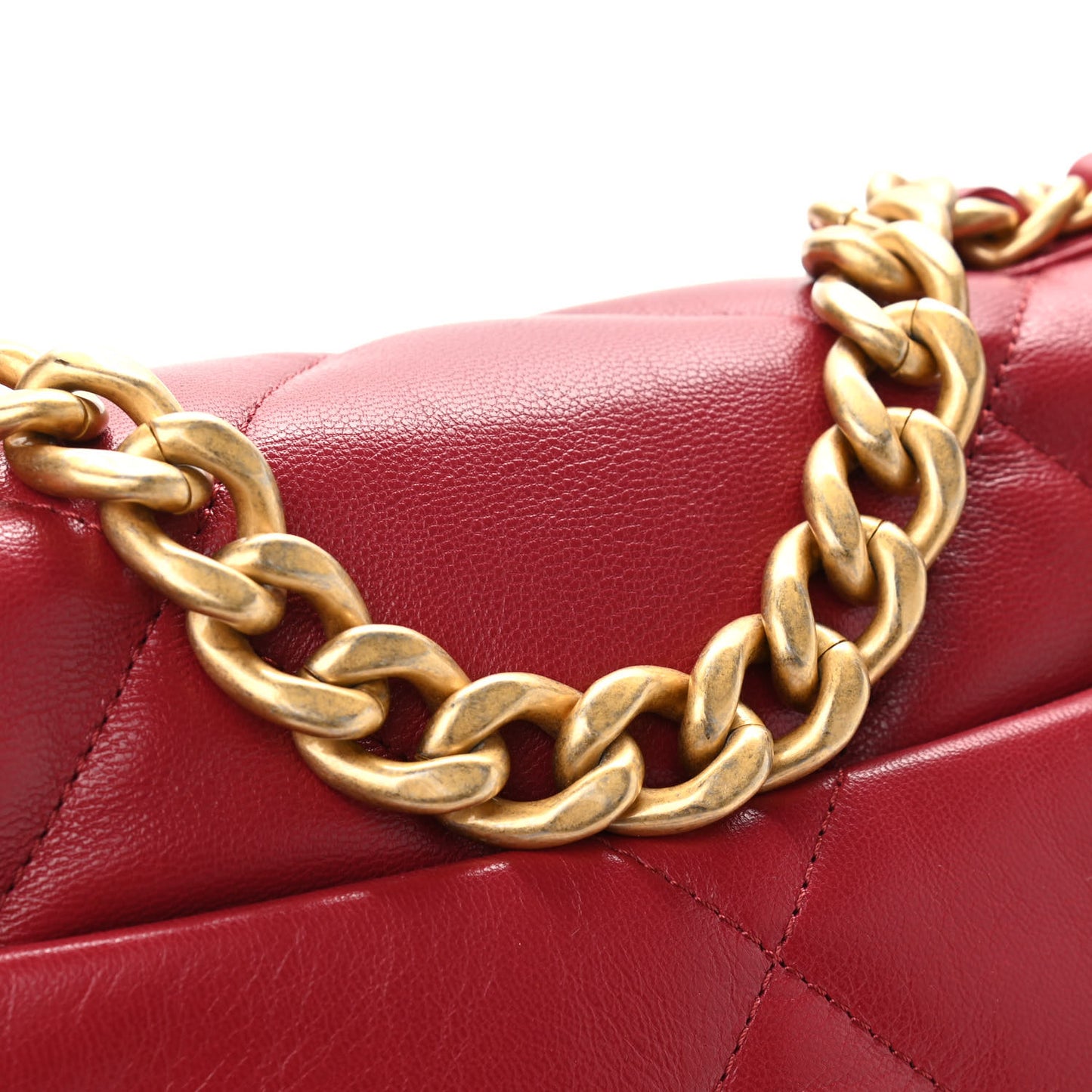 Goatskin Quilted Medium Chanel 19 Flap Red