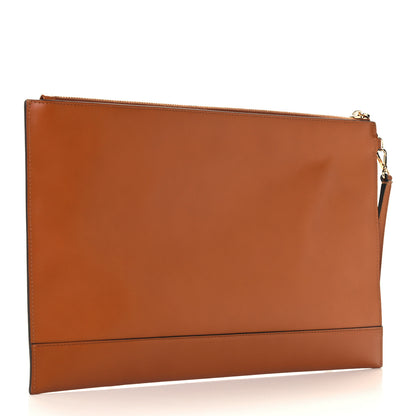 Fendi Vitello King Logo Embossed Large Flat Pouch Cuoio 3 of 10