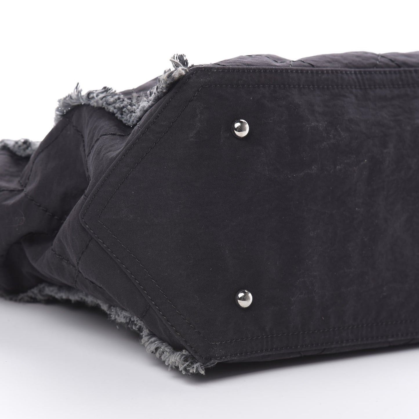 Canvas Stitched Tweed Large Tote Black