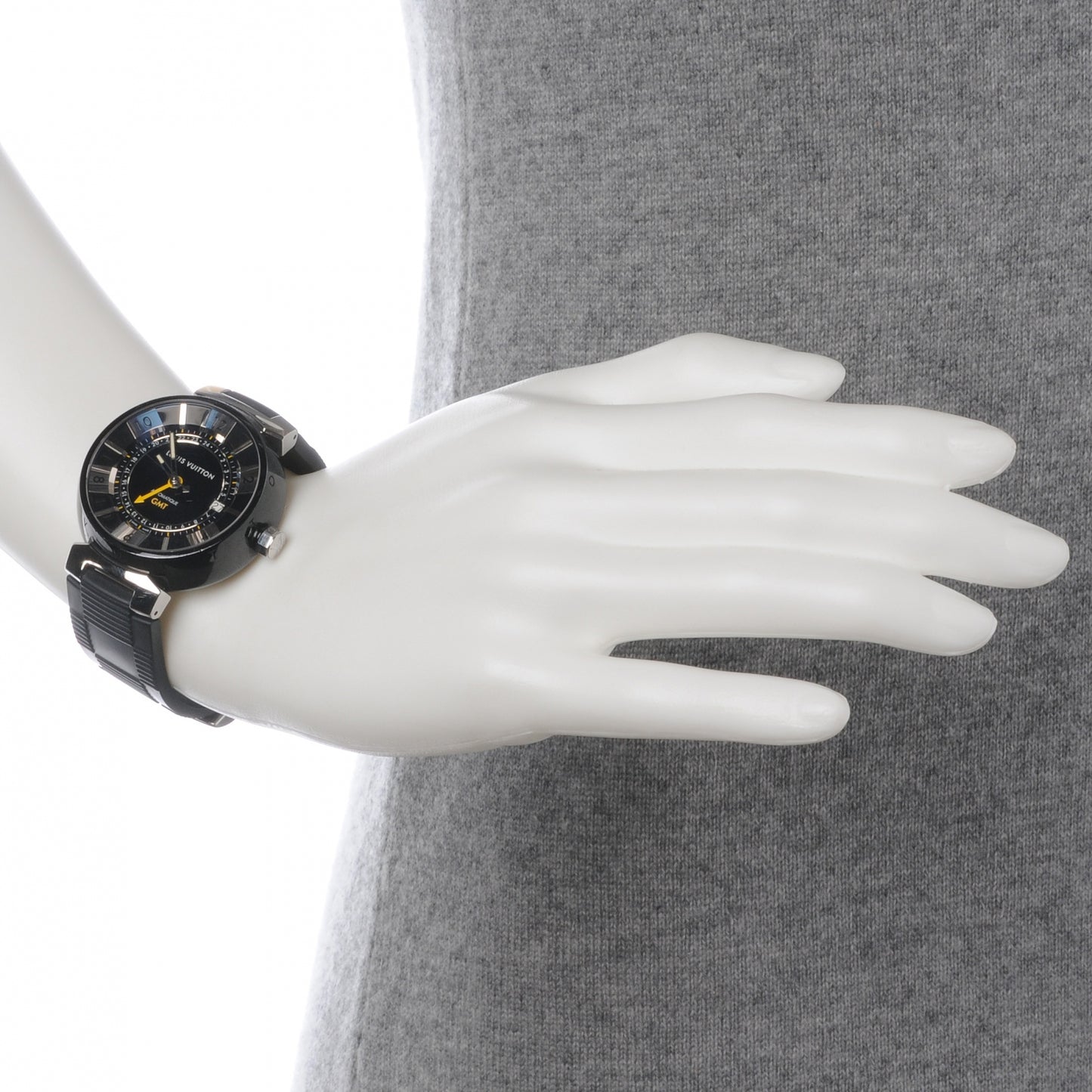 Stainless Steel Rubber 41mm Tambour GMT Automatic Watch Black