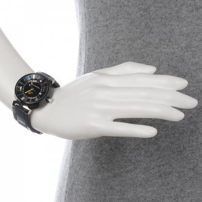 Louis Vuitton Stainless Steel Rubber 41mm Tambour GMT Automatic Watch Black 2 of 5