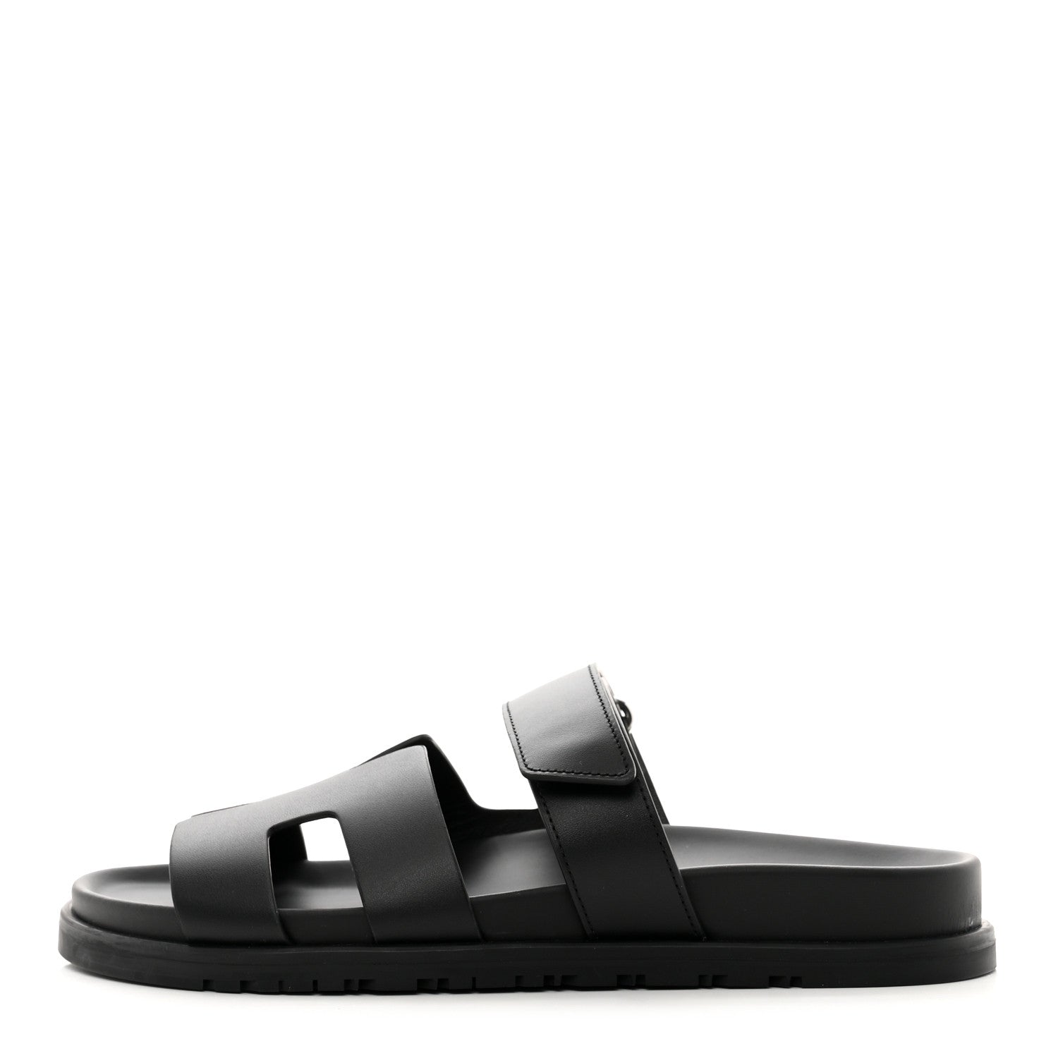 Hermes Calfskin Womens Chypre Sandals 39.5 Black 1 of 9