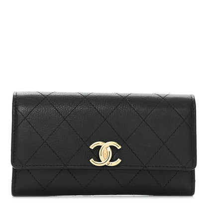 Chanel Calfskin Diamond Stitched CC Wallet Black 1 of 9