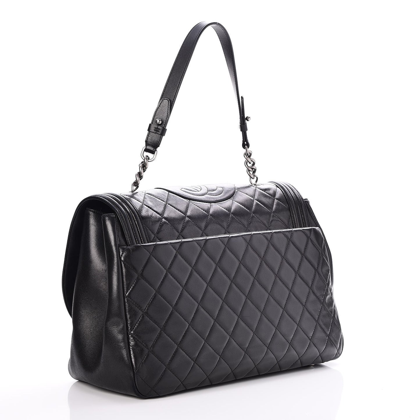 Lambskin Quilted Large Antik Boy Flap Black
