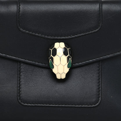 Bulgari Calfskin Serpenti Forever Wallet Black Emerald Green 8 of 11