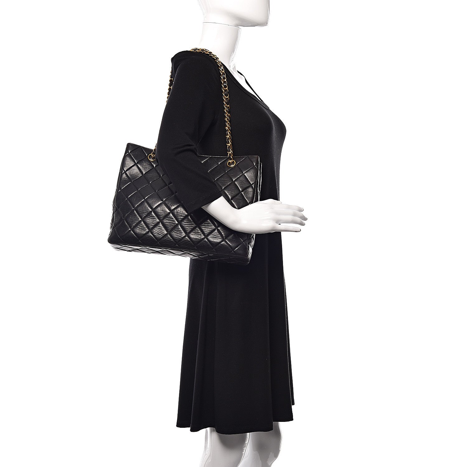 Chanel Lambskin Quilted Shopping Tote Black 2 of 11