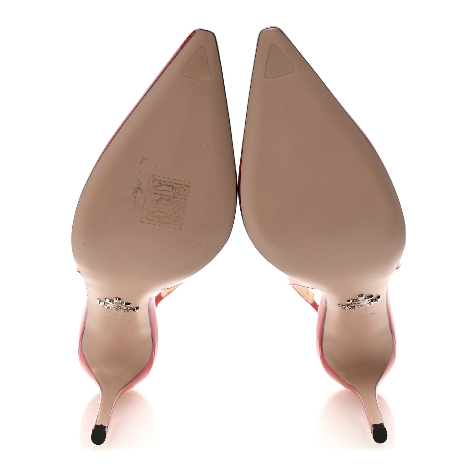 Prada Patent Logo Slingback Pumps 35.5 Red 6 of 9