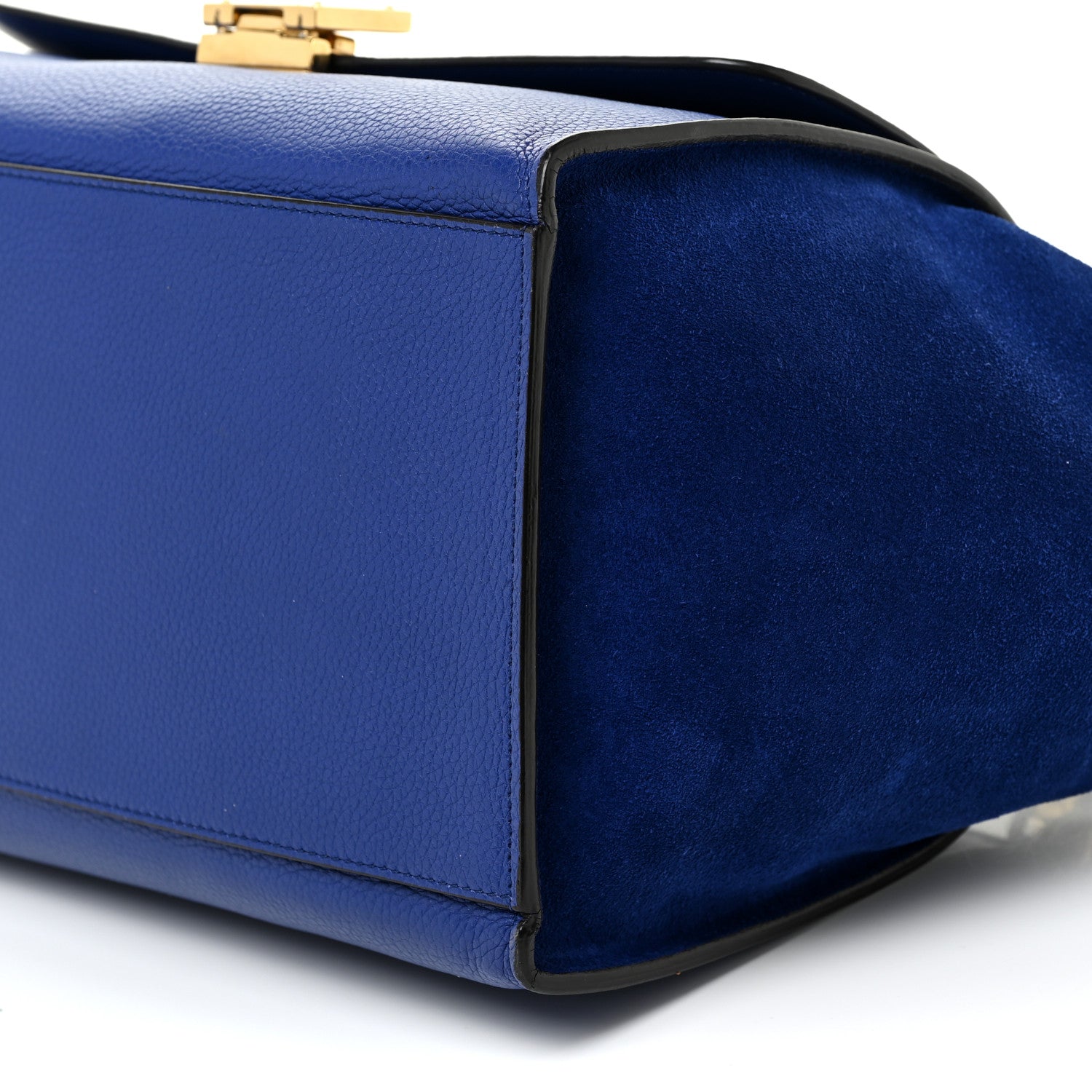 Celine Drummed Calfskin Suede Medium Trapeze Indigo 9 of 9