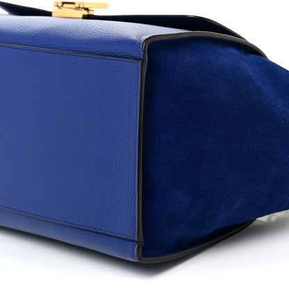 Celine Drummed Calfskin Suede Medium Trapeze Indigo 9 of 9